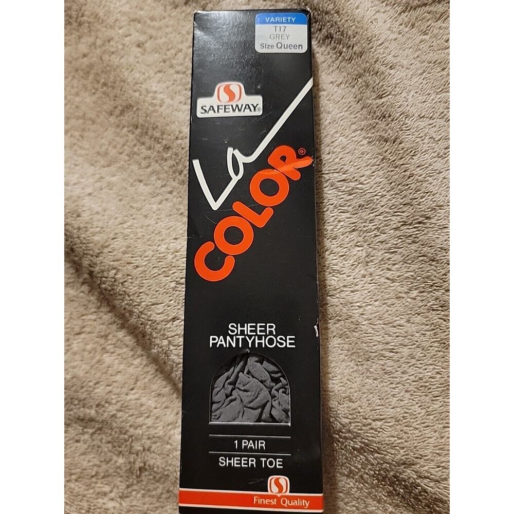 Safeway LA Colors Queen Size Grey Gray Sheer Panty Hose Sheer Toe